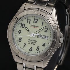 BQ45 シチズン・バガリー チタン・ソーラー時計 稼働品 曜日・日付つき 