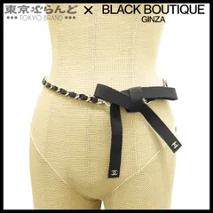 シャネル CHANEL チェーンリボン ベルト ブラックxゴールド ゴールド金具 メタル グログラン ココマーク G20C S レディース 101820602