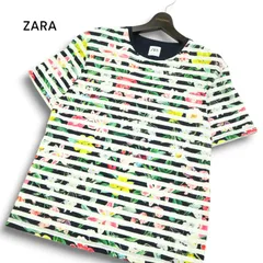 ZARA ザラ マン 現行タグ★ 春夏 ボーダー 花柄 フラワー 総柄 半袖 カットソー Tシャツ Sz.M メンズ