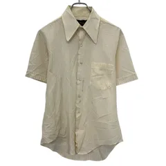 半袖 チェックシャツ M～ アイボリー系 ボタン 襟芯 胸ポケット カジュアルシャツ 薄手 古着卸 アメリカ仕入 a703-6838