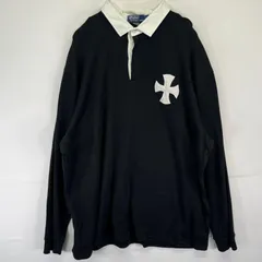 古着 ポロバイラルフローレン Polo by Ralph Lauren 長袖 ラガーシャツ レーヨン バックナンバー 刺繍 大きいサイズ XXL  ブラック メンズ