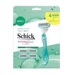 Schick(シック) ハイドロシルク 敏感肌用 コンボパック(ホルダー(刃付き)+替刃4コ) 女性 カミソリ グリーン