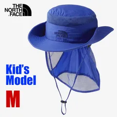 【新品】ノースフェイス ハット キッズ 青 M THE NORTH FACE バケットハット ザノースフェイス キッズ サンシールド ハット 紐付き 帽子 男の子 女の子 子供用 幼稚園 小学生 日除け首 UVケア 登山 紫外線 ブランド NNJ02316