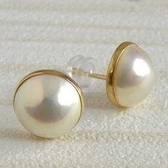 マベパール ピアス 約12mm 真珠 一粒 K18YG イエローゴールド シンプル スタッド ジュエリー【中古】
