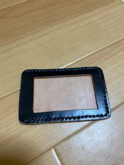定期入れ　パスケース　本革　黒　ハンドメイド