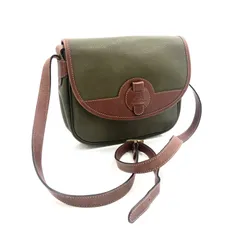 ■良品■Courreges  クレージュ　ショルダーバッグ　PVC×レザー　クロスボディ　斜めがけ　グリーン×ブラウン　レディース