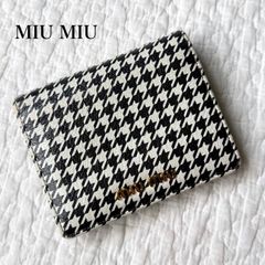 希少✨ミュウミュウ 二つ折り財布 ギンガムチェック ドット柄 レザー