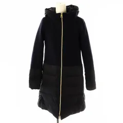 ヘルノ HERNO DIAGONAL WOOL AND NUAGE PARKA ダウンコート アウター 切替 38 ブラック ネイビー /DF ■OS