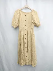 ◇ ⊂ OLIVE des OLIVE オリーブ・デ・オリーブ 袖口ゴム 半袖 膝下丈 ワンピース サイズF イエロー系 レディース E  【1502060003551】