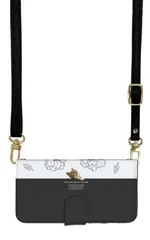 iPhone 16 ケース 手帳型 アイフォン16 スマホケース スマホショルダー レザー ストラップ 猫 ねこ 花柄 ワンポイント かわいい 調節可能 130cm  カラー08