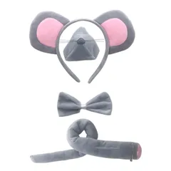 【数量限定】ねずみ ネズミ カチューシャ 衣装 ネズミコスチュームアクセサリーセット 仮装 ヘッドバンド 蝶ネクタイ 鼻 テール ネズミ コスプレ [DeeRace] 可愛い ハロウィン用 パーティー小道具 動物に変身 コスチューム用小物 ノーガーゼスカート