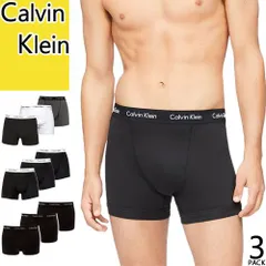 カルバンクライン Calvin Klein ボクサーパンツ アンダーウエア 下着 3枚セット メンズ 2025年春夏新作 ロゴ 刺繍 コットン 無地 前閉じ 大きいサイズ ブランド プレゼント 黒 ブラック U2662 lOT