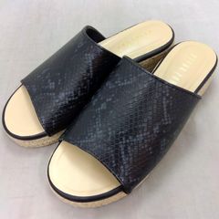 【最終値下げ】　しまむら ジュート厚底サンダル Lサイズ 黒系 エナメル