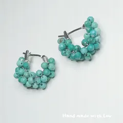 ターコイズ フープピアス