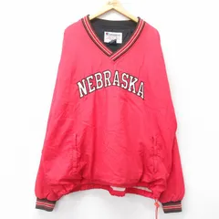 XL/古着 チャンピオン Champion 長袖 ナイロン ジャケット メンズ 00s NEBRASKA 大きいサイズ Vネック 赤 レッド 24dec17 中古 アウター ウ