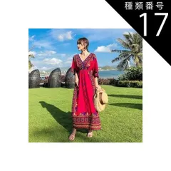 種類17：画像5/XL ワンピース フレアワンピース ロング ロング丈 マキシ マキシ丈 袖あり 長袖 フレアスリーブ 襟なし Aライン 大人可愛い きれいめ シンプル カジュアル 大人 上品 おしゃれ レトロ アジアン エスニック エキゾチック 大人女子 こ