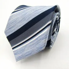 タカキュー ブランド ネクタイ ストライプ柄 シルク PO  メンズ ブルー TAKA Q 【中古】