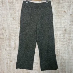 GU ジーユー　レディース　ワイドパンツ　ニットパンツ　ストレート　ウエストゴム　裾スリット　グレー　Lサイズ　シンプル　s166h84