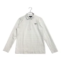 中古 レディース キャロウェイ Callaway 長袖ポロシャツ L 白×グレー ホワイト チェック柄