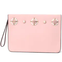 ケイトスペード ポーチ katespade レザー ケリー 花柄 フラワー フローラル アップリケ スタッズ パール リストレット ラージ マルチ ポーチ クラッチ バッグ ロージーチークス WLRU5588