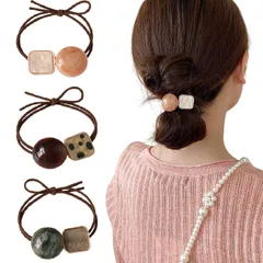 新品 ヘアゴム 3本セット BetterJonny 大人かわいい 金属ビジュー付き お団子 ハーフアップ用 ヘアアクセサリー 韓国風 おしゃれ シンプル 上品 黒 髪飾り セット