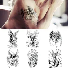 CARGEN 6枚セット×2　 合計12枚　タトゥーシール　タトゥーシール 天使 羽 天使の翼 大判 tattoo (黒) メンズ/レディース用 タトゥーシール 腕·足·体·胸·肩に貼る  s939