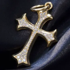 ペンダントトップ メンズ K18 18K 18金 イエローゴールド ダイヤモンド クロス 十字架 ペンダントヘッド 鑑別書付き【人気アイテム】【アクセサリーマート/メルカリShops店】
