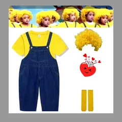 【新品・未使用】ミニオン コスプレ ハロウィン お得 セットアップ  子供 こども  USJ ユニバ  オーバーオール 半袖 Tシャツ  かわいい かつら 3点 セット 110 120 130 140 普段着にも