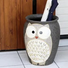 信楽焼 陶器 やきもの 壷 玄関 傘入れ つぼ型ふくろう傘立て kt-0246