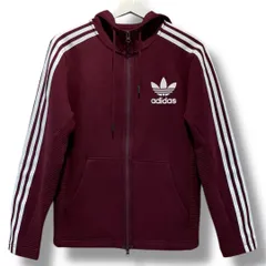 adidas アディダス デカロゴ フルジップ スウェットパーカー Sサイズ 小豆色 エンジ ダブルジッパー ストレッチ 伸縮 上着 トップス フード スポーツ カジュアル メンズ 春 ゴーゴー古着マルイ草加店 鴻708T