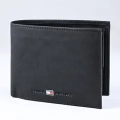 トミーヒルフィガー 高品質ヨーロッパ輸入モデル 二つ折り財布 カード9枚収納可 メンズ ブラック AM0AM00660 002 BK ウォレット