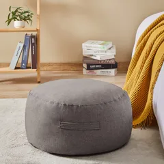 Topfinel 布団収納袋 クッションになる布団収納ケース ふとん収納 布団衣装ケース 羽毛ふとん収納 持ち手付き ふた付き 円形 ダークグレー(直径58×28cm)