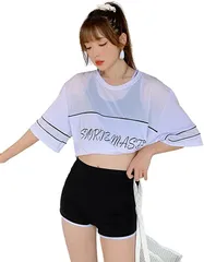 Electric Circus エレクトリックサーカス 水着 タンキニ レディース ビキニ トップス 3点セット 水陸両用 旅行 プール アウトドア( ホワイト,  M)