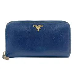 PRADA プラダ サフィアーノ ラウンドファスナー長財布 ブルー 青 ロングウォレット 服飾小物 プラダ財布 当店基準真贋確認済