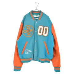 OFF-WHITE (オフホワイト) 19AW OW VARSITY LEATHER レザー切替 バーシティジャケット スタジャン ブルー/オレンジ OMJA020E19030027 スタジャンのサムネイル