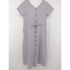 ◇ Doula Doula リネン混 Vネック ブラウジング 半袖 ロング ワンピース サイズ F ライトグレー レディース  【1206060001400】のサムネイル