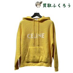 セリーヌ　CELINE　リブ編みウール　パーカー　セーター　ニット　イエロー / 黄　トップス　サイズM