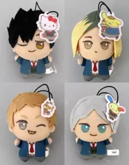 【中古】ぬいぐるみマスコット・ぬいぐるみバッジ 全4種セット ちびぐるみvol.2 「ハイキュー!!×サンリオキャラクターズ」