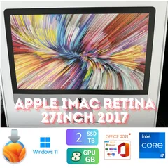 「美品」  Apple iMac Retina 27inch 2017/CPUi7 4.2GHZ/GPU8GB/64GB/SSD2TB/office2019/Windows11/CJ150