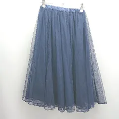 ◇ Θ tocco closet ウエストゴム チュール ひざ下丈 フレアー スカート サイズM ネイビー レディース E  【1504240005614】