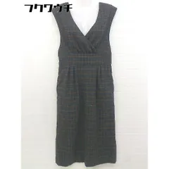 ◇ mysty woman バックジップ ノースリーブ チェック 膝下丈 ワンピース サイズF グリーン マルチ レディース 【中古】 【1105240002537】