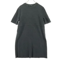 未使用 ZARA ザラ 半袖 ニット 膝丈ワンピース S グレー レディース 古着