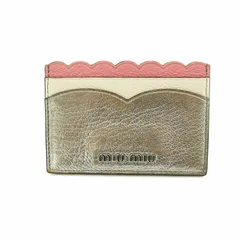 ミュウミュウ miumiu カードケース パスケース フリル レザー シルバーロゴ ピンク 白 ホワイト シルバー色 ■GY18 /MQのサムネイル
