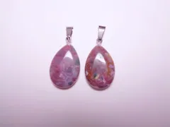 PT216 天然石ペンダントトップ2個セット 大粒　ドロップ
