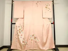 【超豪華振袖 正絹】吾妻徳穂 落款 金糸金彩桜 藤稔松 振袖 逸品 落款 吾妻徳穂 梅 かづら帯 金糸 金彩 赤 袷 身丈