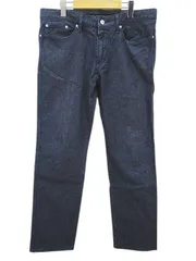 エポカ ウォモ EPOCA UOMO ロング丈 デニムパンツ ジーンズ ストレート 50 青系 ブルー ジップフライ ロゴ 金具 ストレッチ 日本製のサムネイル