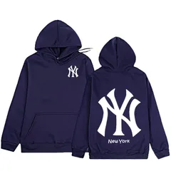 野球 NYヤンキースフーディー メンズ ゆったり 大サイズ パーカースウェット ストリートファッション ネイビー