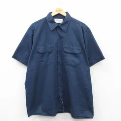 XL/古着 ディッキーズ Dickies 半袖 ワーク シャツ メンズ 00s 大きいサイズ 紺 ネイビー 25may31 中古 トップス