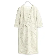 【美品】クードシャンス 360°Be yourself★ニットワンピース サイズ40 ベージュ×緑系 総柄 z12312