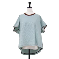 【美品】DES PRES デプレ Tシャツ ホワイト×ブラウン ブルー サイズ:FREE / ソフト プレーン ジャージー ハーフスリーブ プルオーバー / ボーダー柄 クルーネック Tシャツ コットン / トップス カットソー【レディース】【中古】のサムネイル